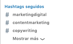 seguir hashtags linkedin