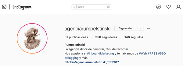 Cuenta Instagram Rumpelstinski Agencia Digital